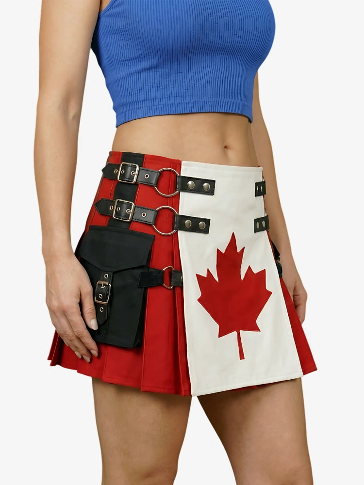 Damen Kanadische Flagge Baumwoll Hybrid Utility Kilt