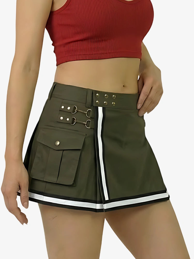 Damen Olivgrüner Feuerwehr Reflektierender Utility Kilt