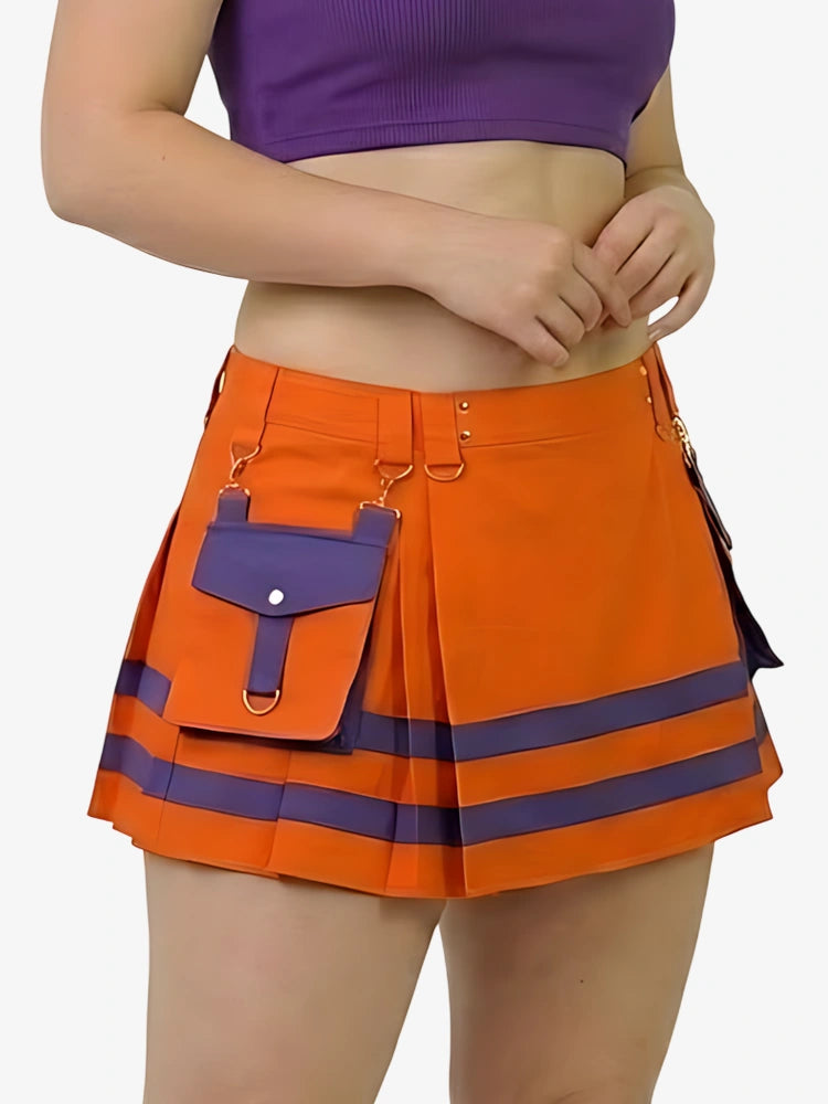 Damen Orange-Lila Feuerwehr Kilt