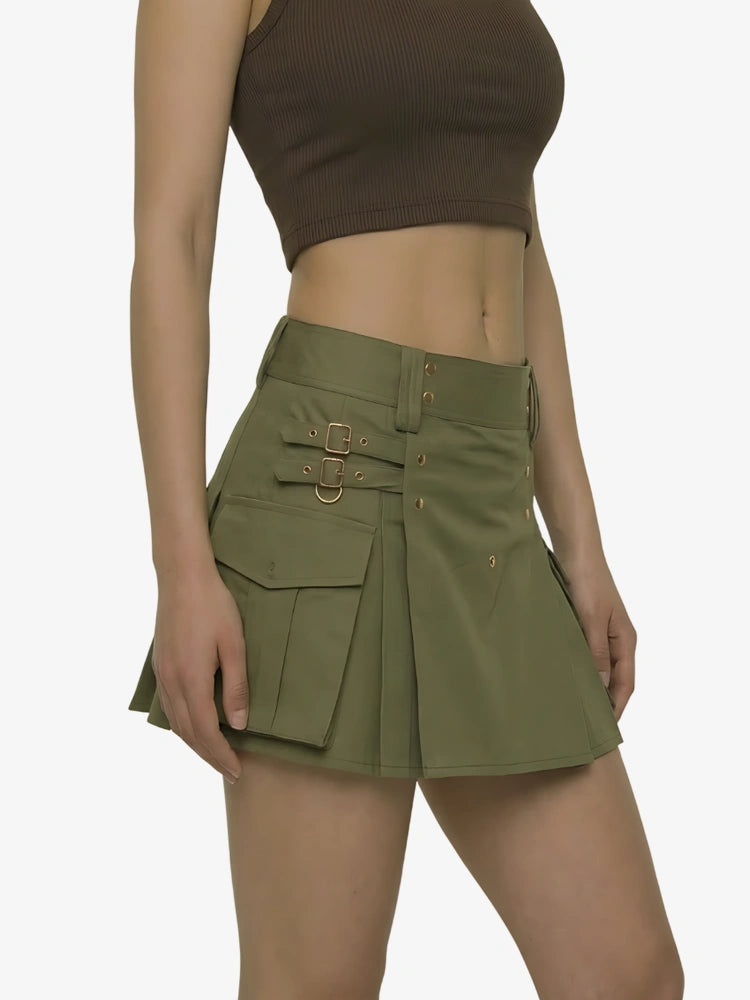 Damen Premium Olivgrüner Utility Kilt