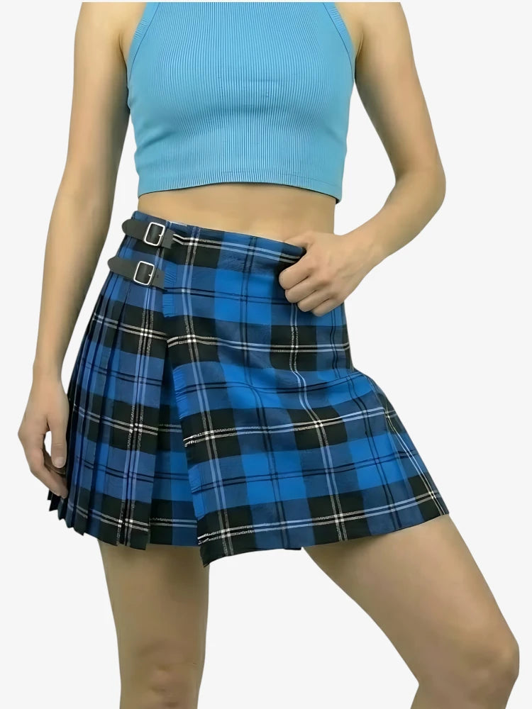 Damen Ramsay Blau Tartan Kilt