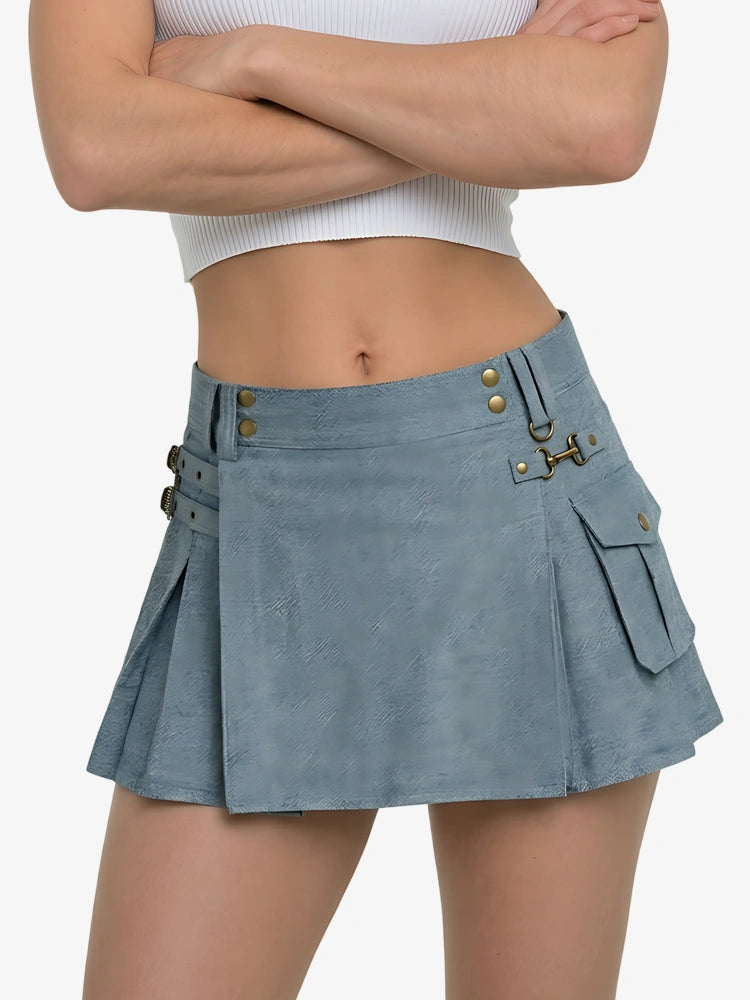 Damen himmelblauer Denim Utility Kilt