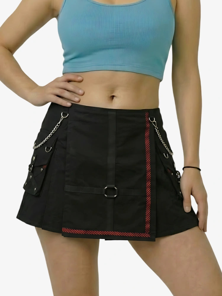 Damen Stilvoller Schwarzer Utility Kilt