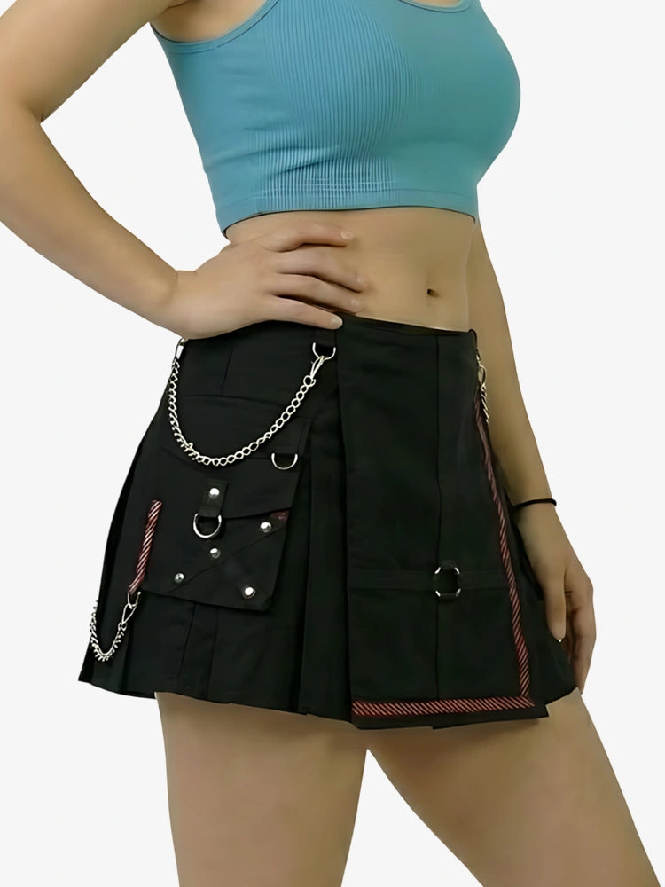 Damen Stilvoller Schwarzer Utility Kilt