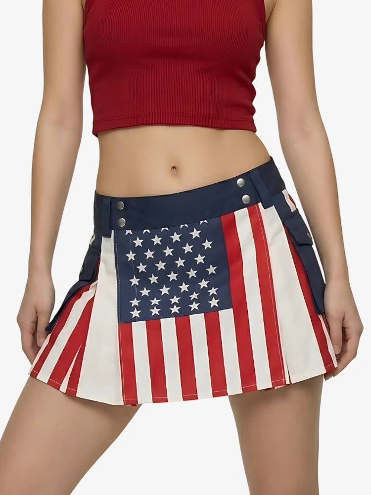 Damen Unisex US-Flaggen Utility Kilt