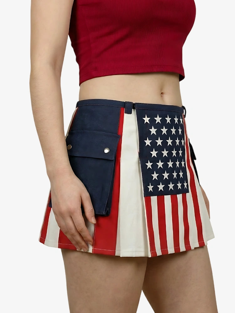 Damen Unisex US-Flaggen Utility Kilt