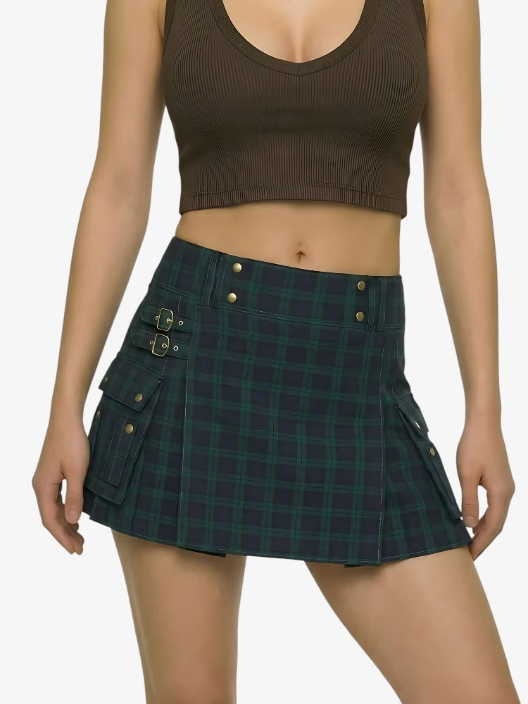 Damen Black Watch Tartan Utility Kilt mit Cargotaschen