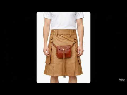 Kamel Leder Utility Kilt mit Front Sporran